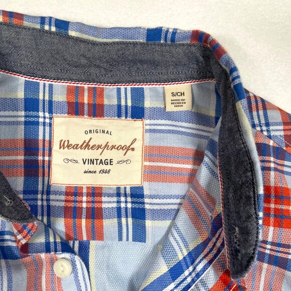 Original Weatherproof Vintage Men's Plaid Short Sleeve Button Down Shirt Size S - Picture 3 of 9